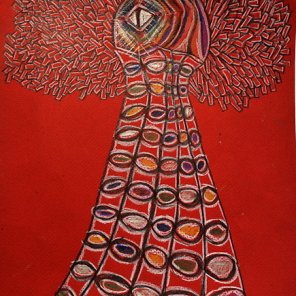 Living Beacon 16X20 colored pecils on red paper 2009